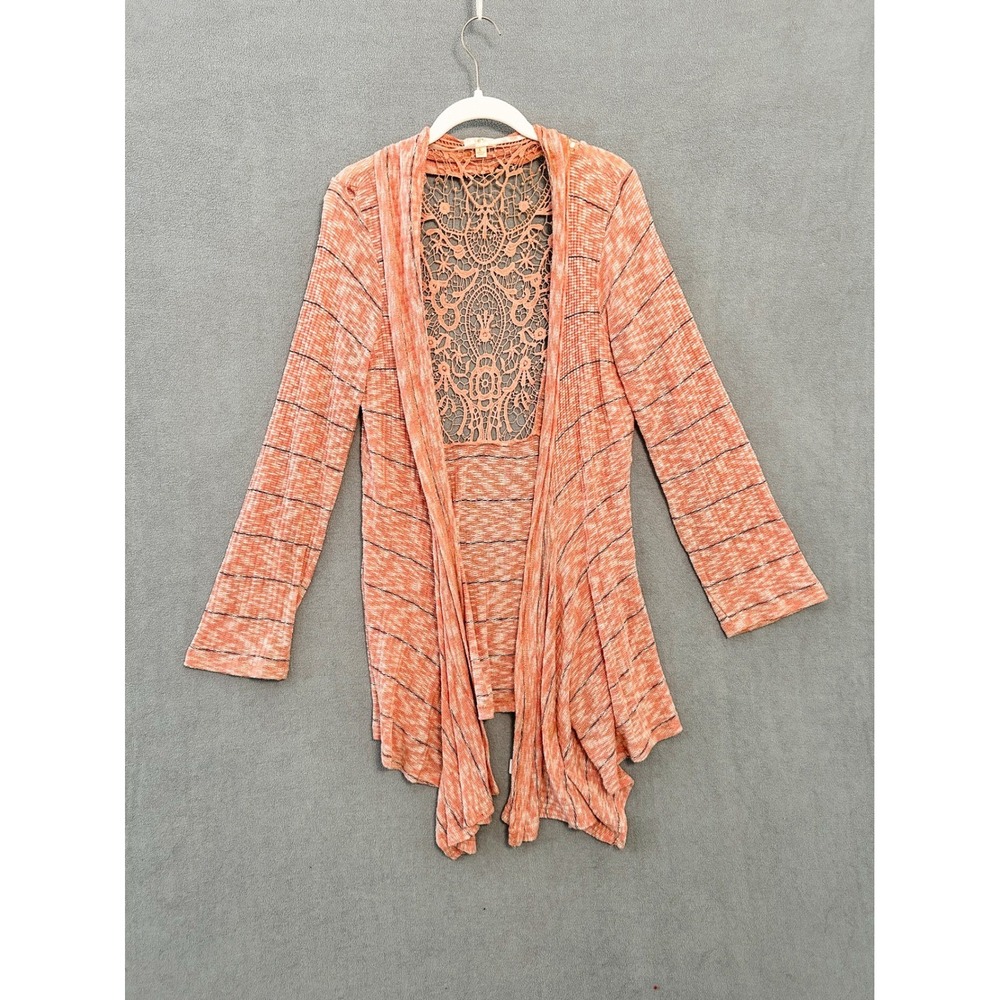 C by Catherine Malandrino Coral Lace Back Draped Cardigan Large HF7S0140CH